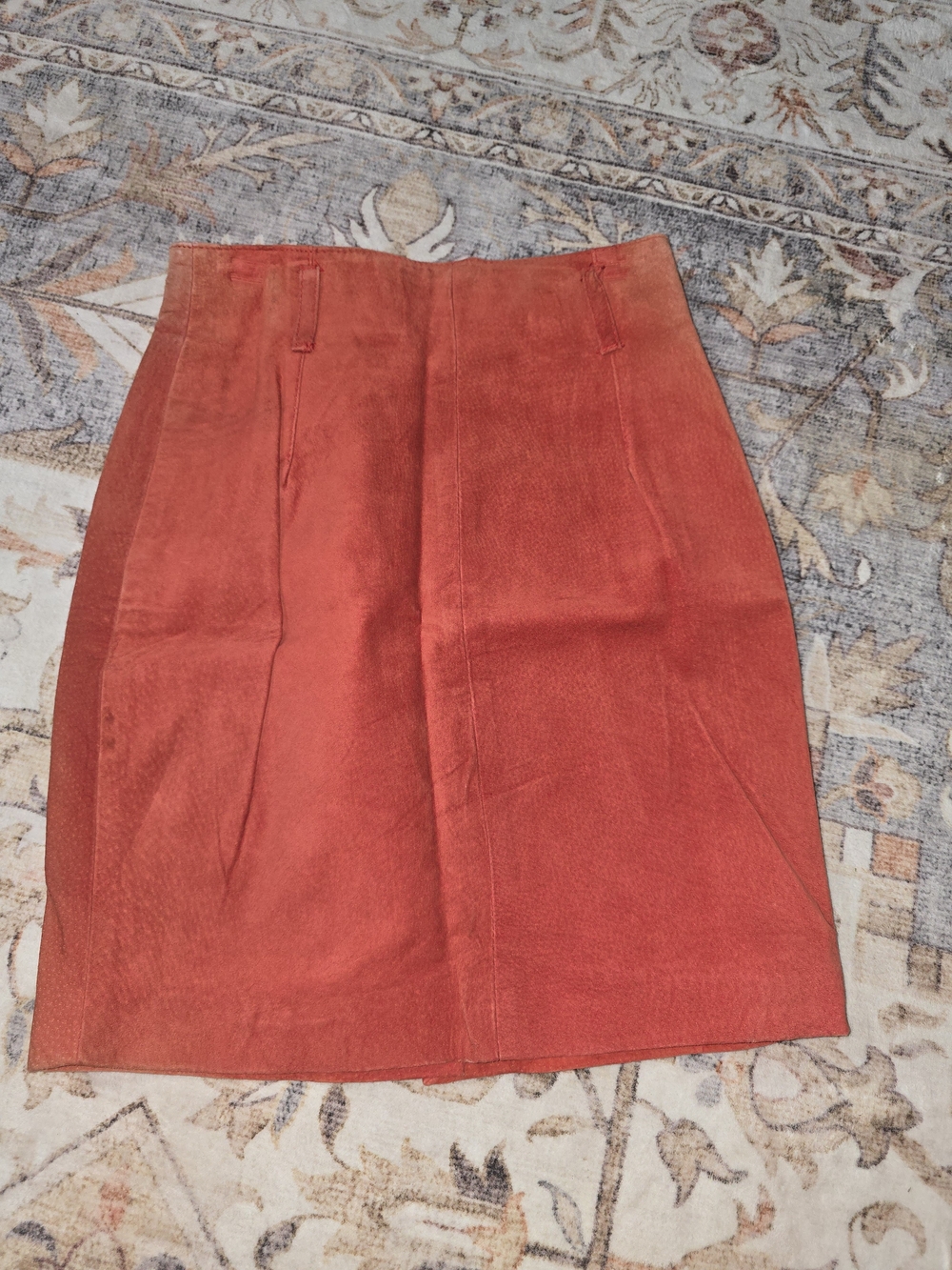 Orange Suede Pencil Skirt